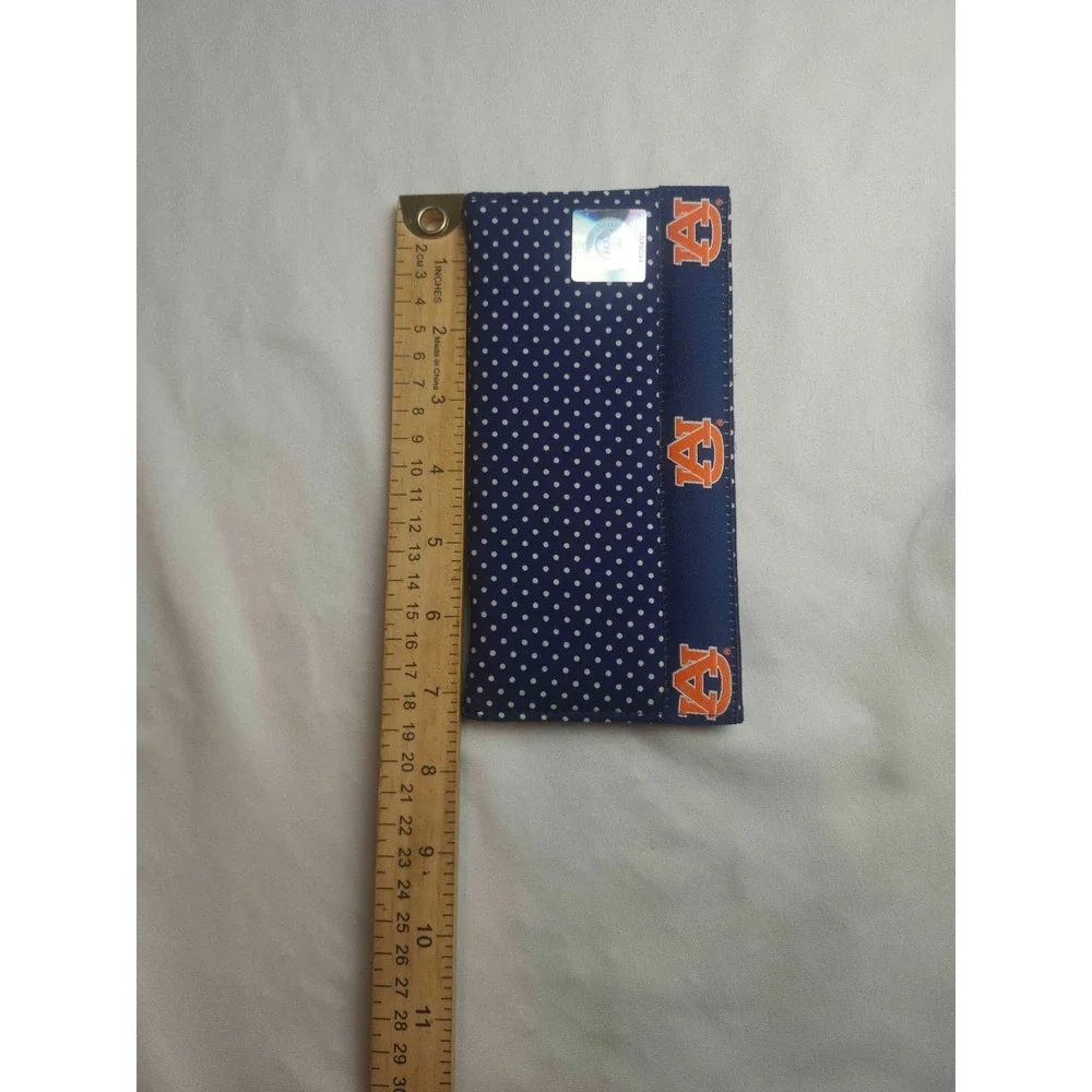 Moon Shine Auburn University Checkbook Cover Wallet Blue White Polka Dot NCAA